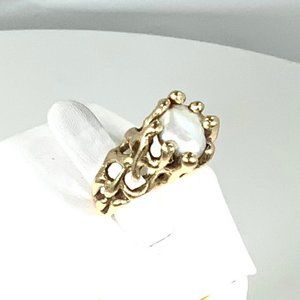 14K GOLD PEARL PINKY RING - SIZE 4.5